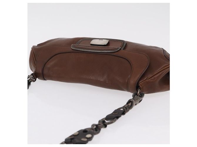PRADA Chain Shoulder Bag Leather Brown Auth 206107V - view 6