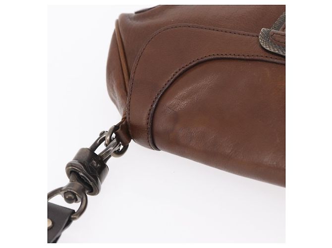 PRADA Chain Shoulder Bag Leather Brown Auth 206107V - view 7