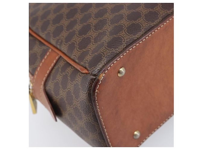 Céline Bolso de mano CELINE Macadam Canvas PVC Leather Brown Gold Auth 204209 Castaño Dorado - vista 10
