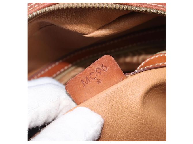 Céline Bolso de mano CELINE Macadam Canvas PVC Leather Brown Gold Auth 204209 Castaño Dorado - vista 12