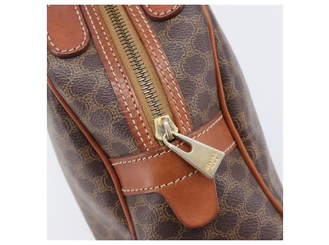 Céline Bolso de mano CELINE Macadam Canvas PVC Leather Brown Gold Auth 204209 Castaño Dorado - vista 18