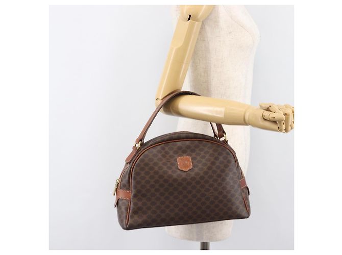 Céline Bolso de mano CELINE Macadam Canvas PVC Leather Brown Gold Auth 204209 Castaño Dorado - vista 24