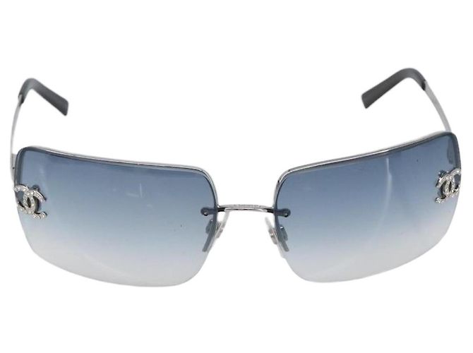 CHANEL COCO Mark Sonnenbrille Metal Silver CC Auth 206011M Silber - Ansicht 13