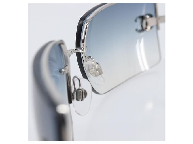 CHANEL COCO Mark Sonnenbrille Metal Silver CC Auth 206011M Silber - Ansicht 14