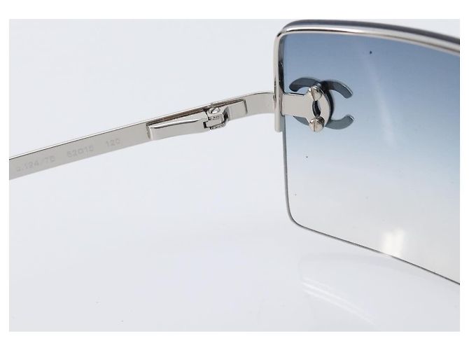 CHANEL COCO Mark Sonnenbrille Metal Silver CC Auth 206011M Silber - Ansicht 16