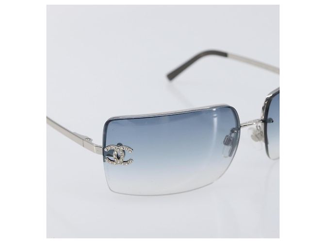 CHANEL COCO Mark Sonnenbrille Metal Silver CC Auth 206011M Silber - Ansicht 5