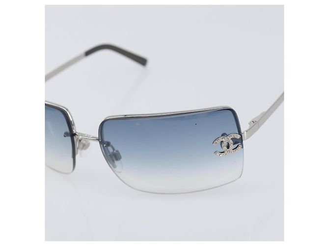 CHANEL COCO Mark Sonnenbrille Metal Silver CC Auth 206011M Silber - Ansicht 6