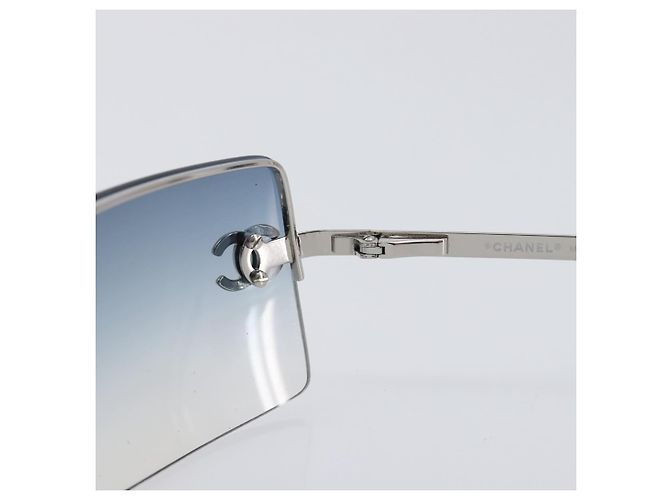 CHANEL COCO Mark Sonnenbrille Metal Silver CC Auth 206011M Silber - Ansicht 8