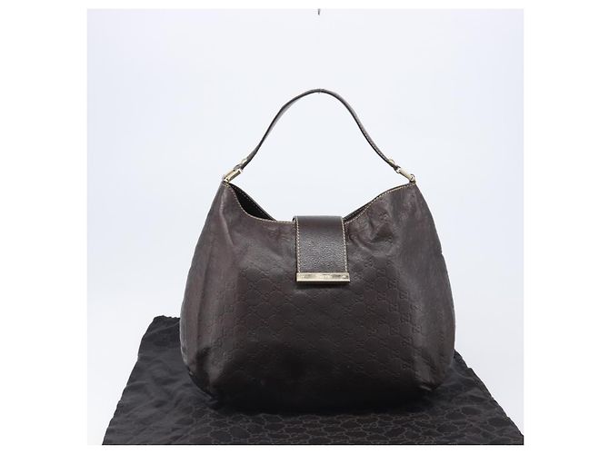 Borsa a tracolla GUCCI GG Canvas Guccissima Pelle Marrone Oro 211933 Auth 204140V D'oro - vista 12