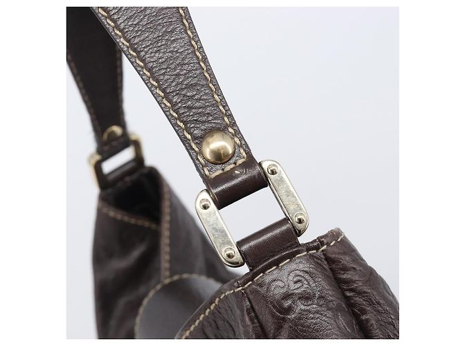 Borsa a tracolla GUCCI GG Canvas Guccissima Pelle Marrone Oro 211933 Auth 204140V D'oro - vista 17