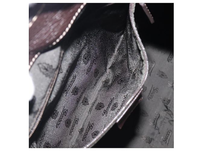 Borsa a tracolla GUCCI GG Canvas Guccissima Pelle Marrone Oro 211933 Auth 204140V D'oro - vista 23