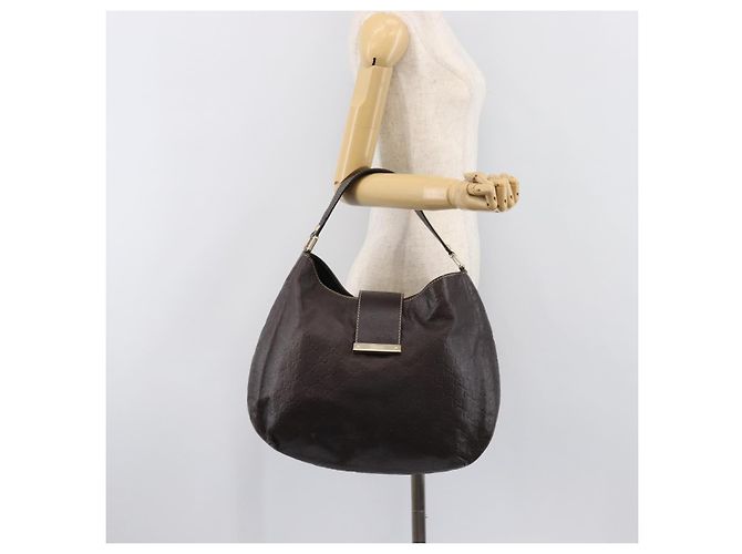 Borsa a tracolla GUCCI GG Canvas Guccissima Pelle Marrone Oro 211933 Auth 204140V D'oro - vista 24