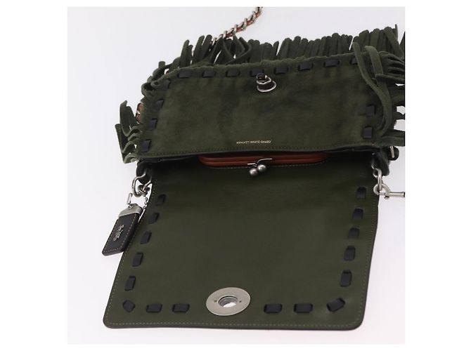 Coach Schultertasche mit Kette Suede Khaki Silver Auth ki6887A Silber - Ansicht 10