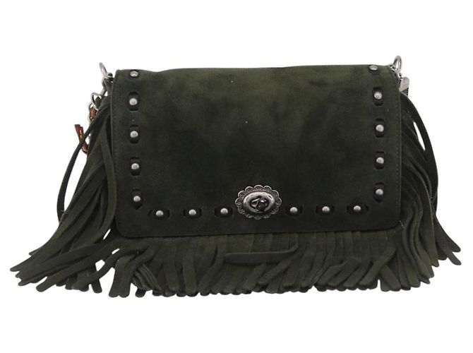 Coach Schultertasche mit Kette Suede Khaki Silver Auth ki6887A Silber - Ansicht 13