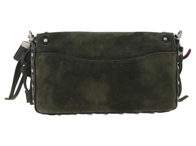 Coach Schultertasche mit Kette Suede Khaki Silver Auth ki6887A Silber - Ansicht 2
