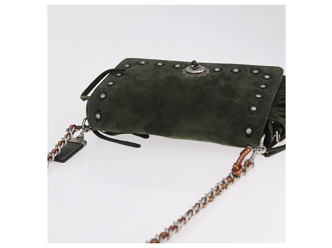 Coach Schultertasche mit Kette Suede Khaki Silver Auth ki6887A Silber - Ansicht 6