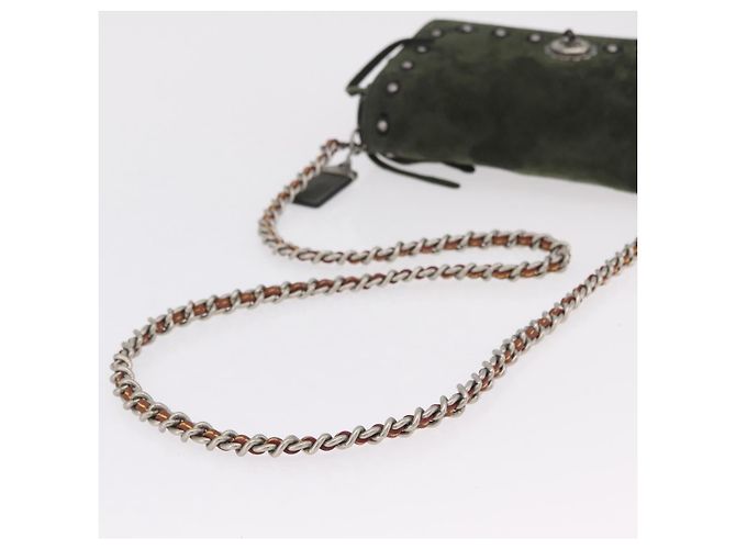 Coach Schultertasche mit Kette Suede Khaki Silver Auth ki6887A Silber - Ansicht 7