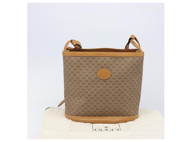 Borsa a tracolla GUCCI Micro GG Supreme PVC Beige Gold Auth ki6827 D'oro - vista 12