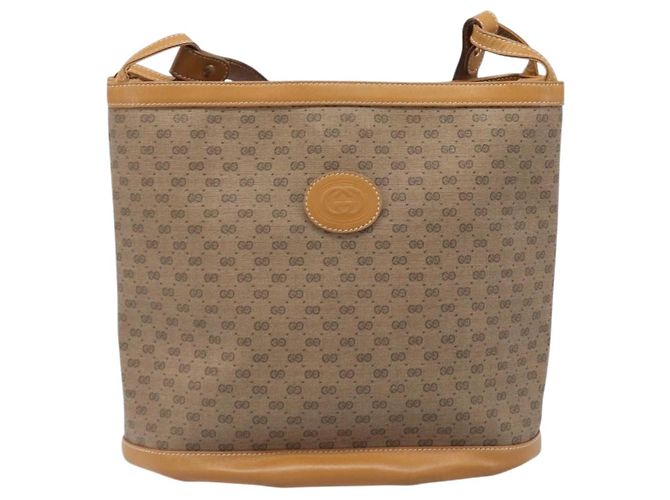 Borsa a tracolla GUCCI Micro GG Supreme PVC Beige Gold Auth ki6827 D'oro - vista 13