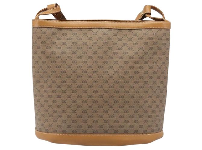 Borsa a tracolla GUCCI Micro GG Supreme PVC Beige Gold Auth ki6827 D'oro - vista 2
