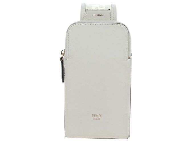Tracolla FENDI Strap You in pelle 37'' White Gold Auth bs37411 Bianco D'oro - vista 13