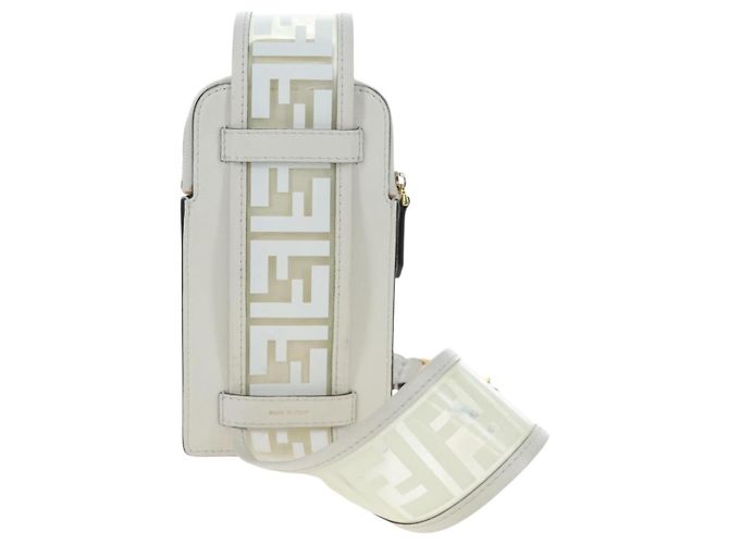 Tracolla FENDI Strap You in pelle 37'' White Gold Auth bs37411 Bianco D'oro - vista 2