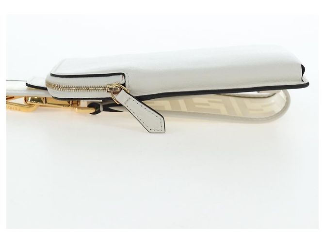 Tracolla FENDI Strap You in pelle 37'' White Gold Auth bs37411 Bianco D'oro - vista 3