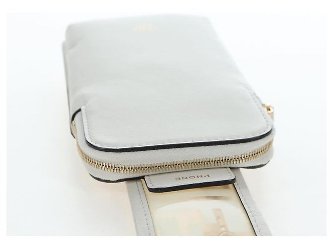 Tracolla FENDI Strap You in pelle 37'' White Gold Auth bs37411 Bianco D'oro - vista 6