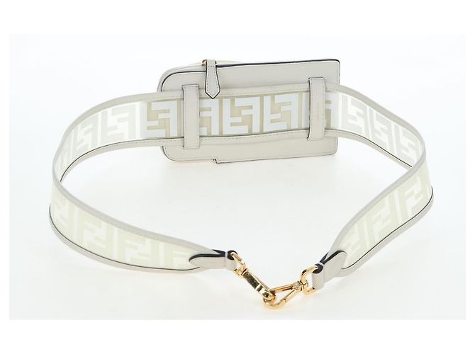 Tracolla FENDI Strap You in pelle 37'' White Gold Auth bs37411 Bianco D'oro - vista 7
