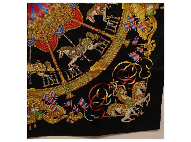 Hermès HERMES Carre 90 Scarf Silk Black Auth 198384M Schwarz - Ansicht 10