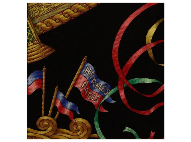 Hermès HERMES Carre 90 Scarf Silk Black Auth 198384M Schwarz - Ansicht 11