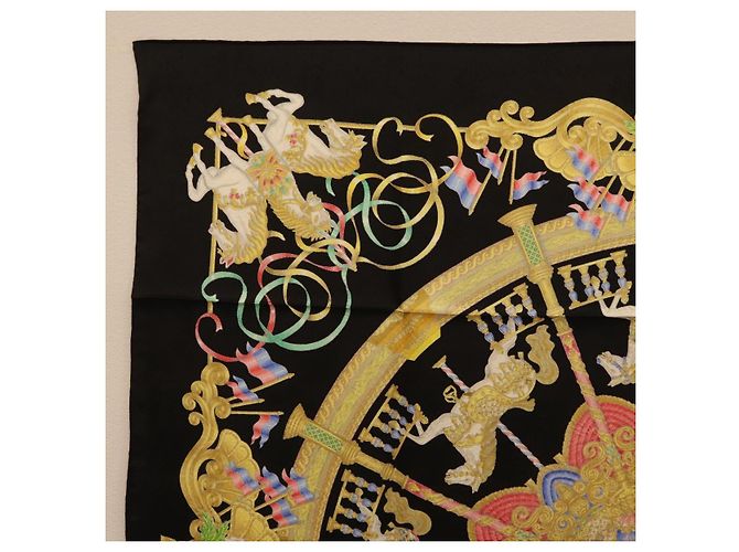 Hermès HERMES Carre 90 Scarf Silk Black Auth 198384M Schwarz - Ansicht 13