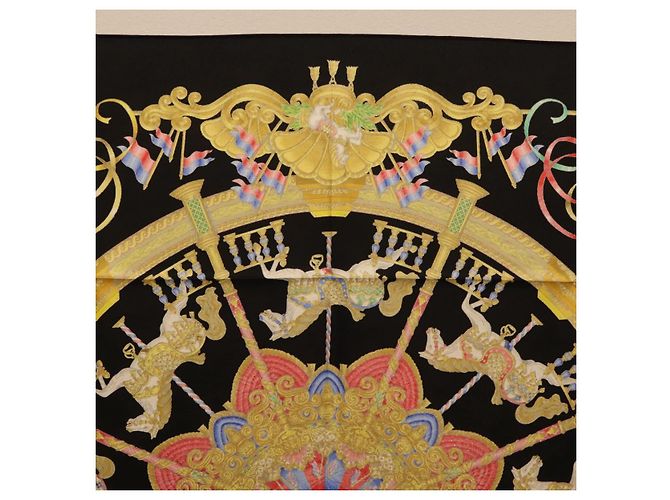 Hermès HERMES Carre 90 Scarf Silk Black Auth 198384M Schwarz - Ansicht 14