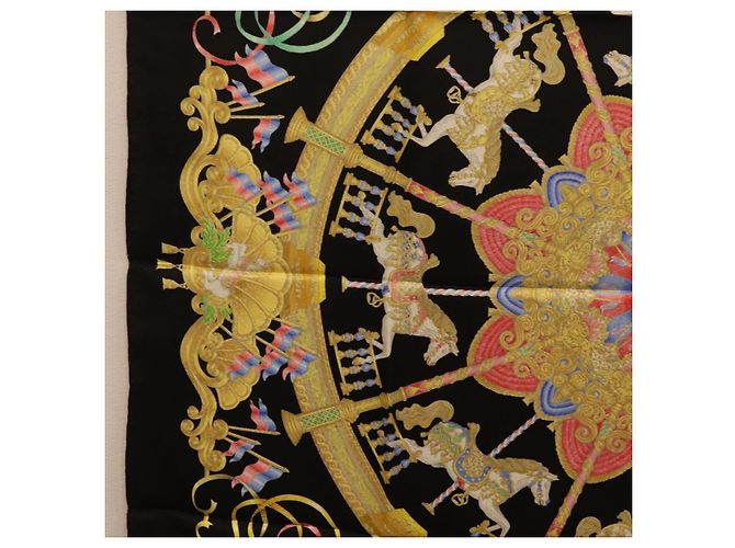 Hermès HERMES Carre 90 Scarf Silk Black Auth 198384M Schwarz - Ansicht 16