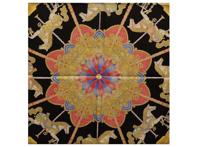 Hermès HERMES Carre 90 Scarf Silk Black Auth 198384M Schwarz - Ansicht 17
