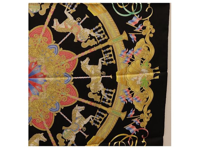 Hermès HERMES Carre 90 Scarf Silk Black Auth 198384M Schwarz - Ansicht 18