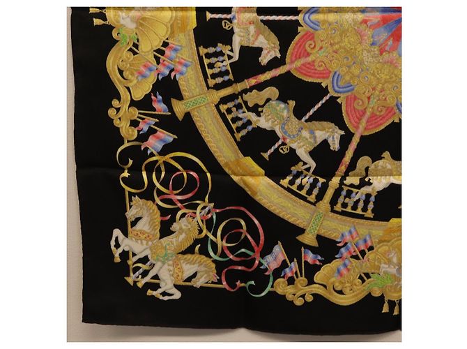 Hermès HERMES Carre 90 Scarf Silk Black Auth 198384M Schwarz - Ansicht 19