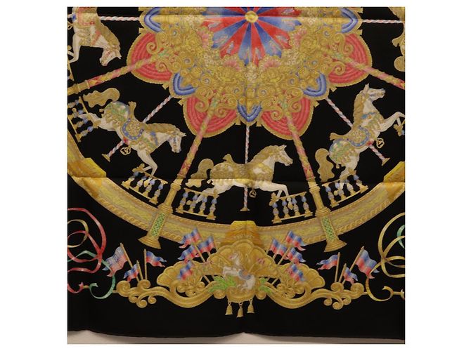 Hermès HERMES Carre 90 Scarf Silk Black Auth 198384M Schwarz - Ansicht 20