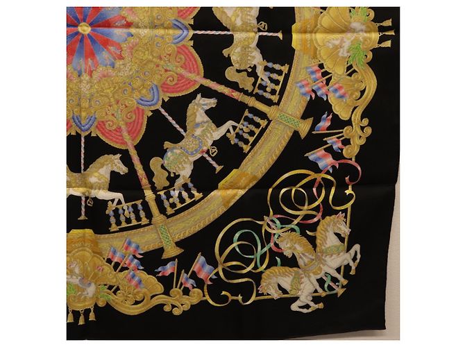 Hermès HERMES Carre 90 Scarf Silk Black Auth 198384M Schwarz - Ansicht 21