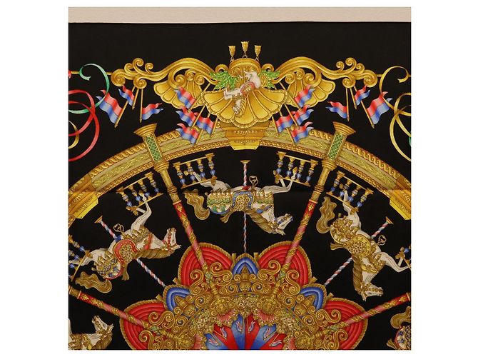 Hermès HERMES Carre 90 Scarf Silk Black Auth 198384M Schwarz - Ansicht 3