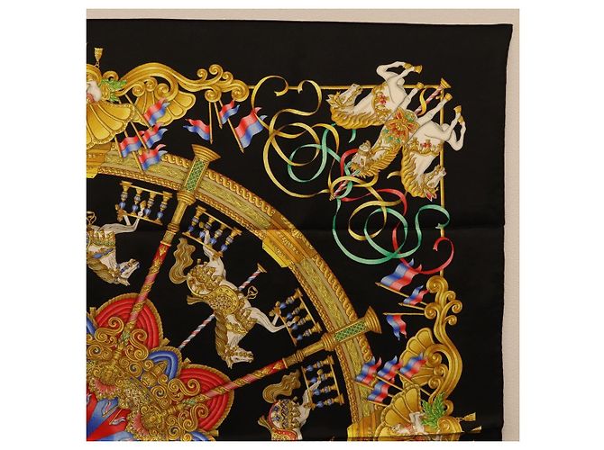 Hermès HERMES Carre 90 Scarf Silk Black Auth 198384M Schwarz - Ansicht 4