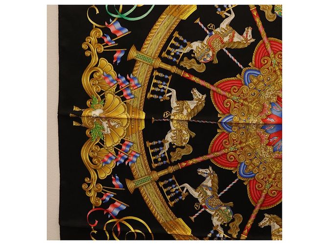 Hermès HERMES Carre 90 Scarf Silk Black Auth 198384M Schwarz - Ansicht 5