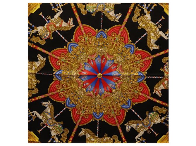 Hermès HERMES Carre 90 Scarf Silk Black Auth 198384M Schwarz - Ansicht 6