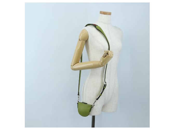 Borsa a tracolla mini GUCCI Web Sherry Line in pelle Verde Argento 821831 Auth 205894V - vista 24