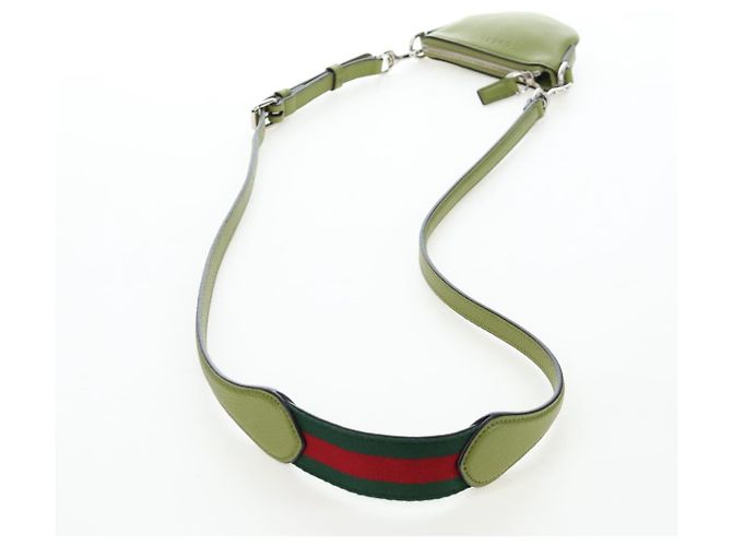 Borsa a tracolla mini GUCCI Web Sherry Line in pelle Verde Argento 821831 Auth 205894V - vista 7