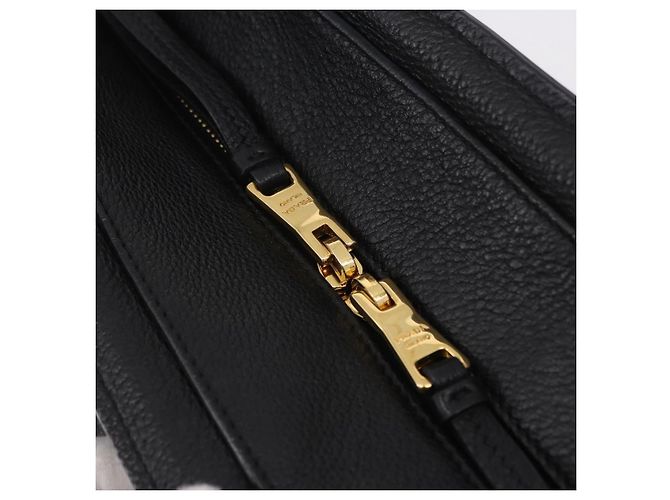 Borsa Tote PRADA in pelle Vittero Dino Nero Oro Auth 203881V D'oro - vista 22