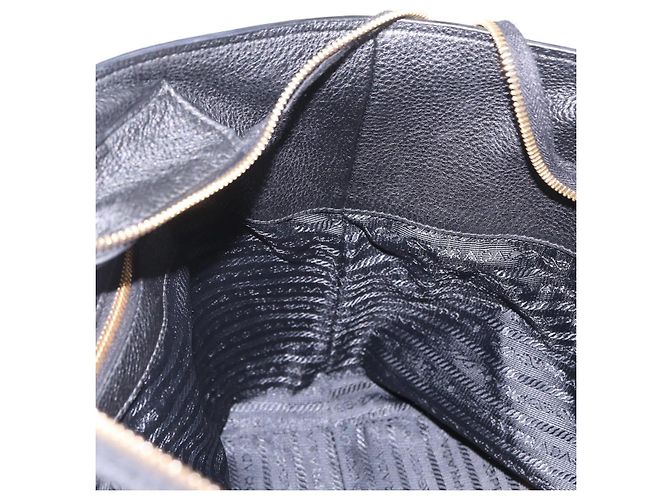 Borsa Tote PRADA in pelle Vittero Dino Nero Oro Auth 203881V D'oro - vista 24