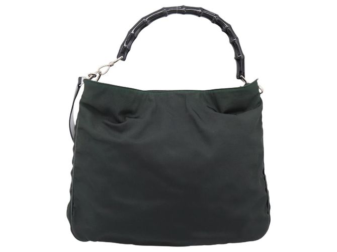 Borsa a mano GUCCI Bamboo Nylon 2way Outlet Green Silver 001 1577 Auth ep16071 Argento Verde - vista 13