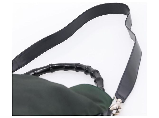 Borsa a mano GUCCI Bamboo Nylon 2way Outlet Green Silver 001 1577 Auth ep16071 Argento Verde - vista 14