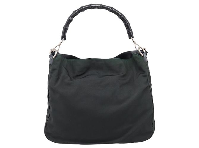 Borsa a mano GUCCI Bamboo Nylon 2way Outlet Green Silver 001 1577 Auth ep16071 Argento Verde - vista 2